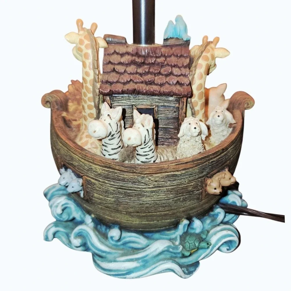 Noah's Ark Nursery Table Lamp Animals God's Blessings Have No End with Shade
